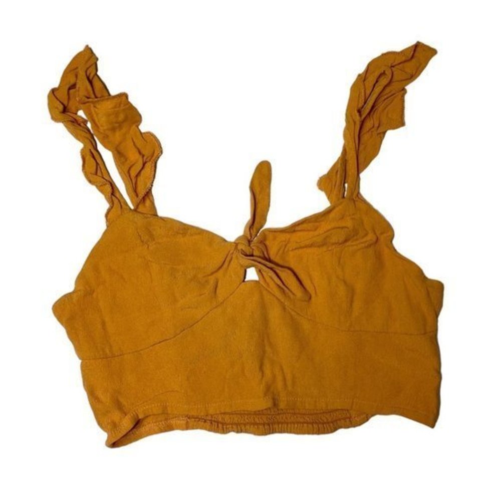 Forever21 Mustard Cut Off Shoulder Crop Top- size small